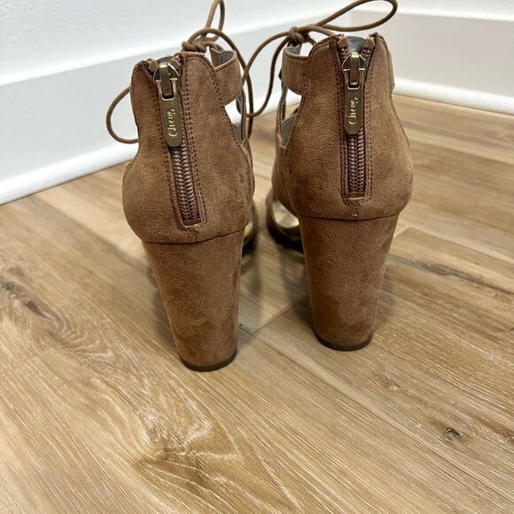 Circus by Sam Edelman Emilia Golden Carmel Strappy Heeled Sandals Size 8.5 - Picture 5 of 10